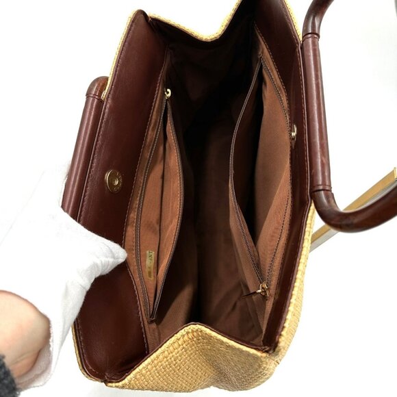 Authentic CHANEL Vintage Raffia Tote Woven Straw Shoulder Bag Wooden Ring Beige - Picture 10 of 12